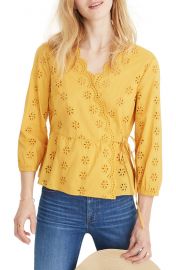 Madewell Scalloped Eyelet Wrap Top  Regular  amp  Plus Size    Nordstrom at Nordstrom